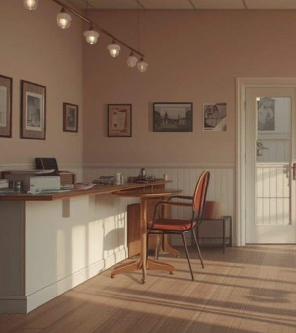 An office before a commercial cleaning