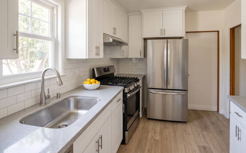 Illustration of a kitchen after a regular house cleaning