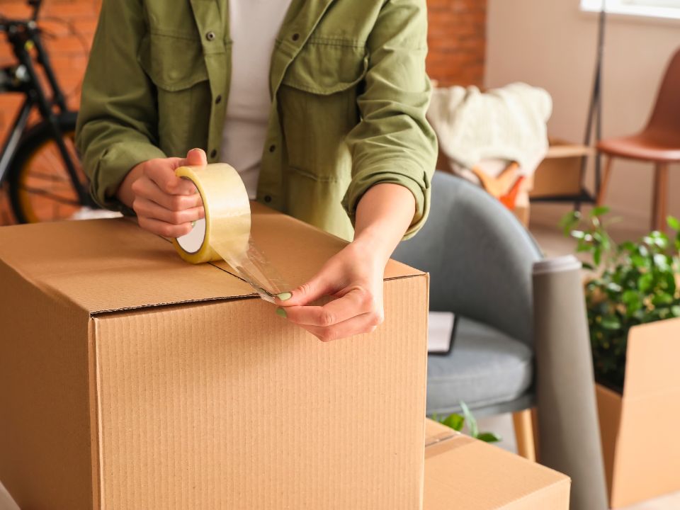 Cleaning professional packing boxes for a move in Winnetka, CA, as part of moving cleaning services by Honest Maids.